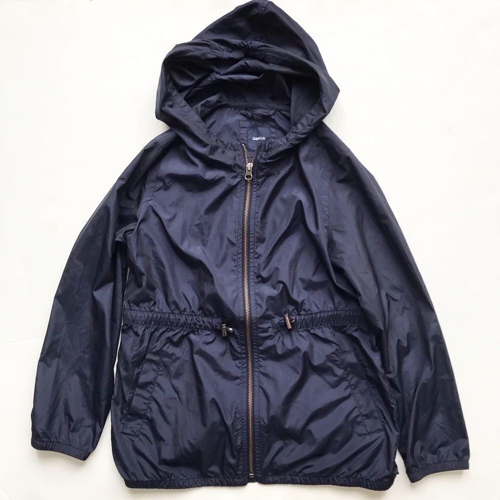 Gapkids indigo blue long windbreaker EUC L(10Y)